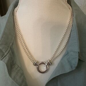 Beautiful silver necklace with gold Yurman style accents.